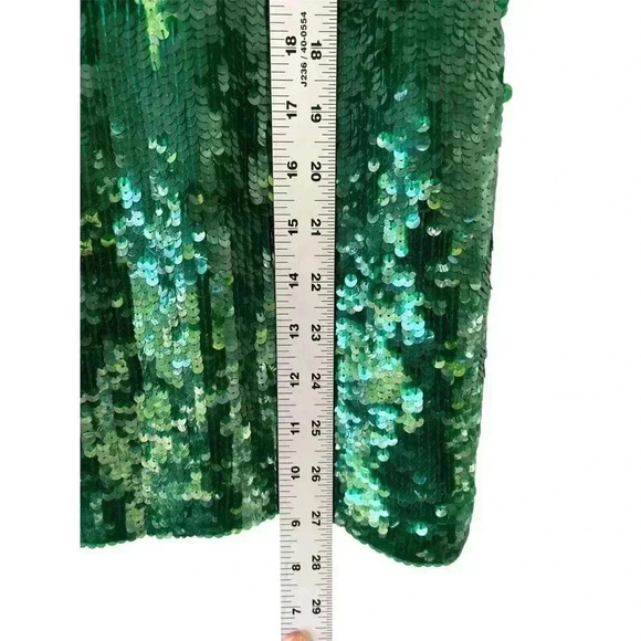 MODI 100% Silk Vintage Sequin Top Size 16 Green Festive Holiday Christmas NWT - Picture 7 of 7